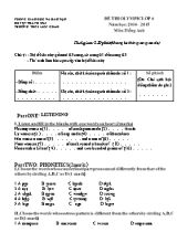 Đề thi Olympic môn Tiếng Anh Lớp 6 - Năm học 2014-2015 - Trường THCS Liên Châu (Có đáp án)